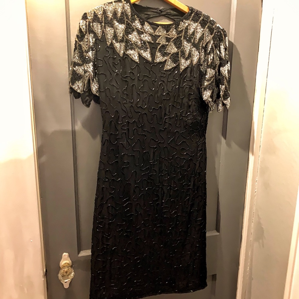 Vintage American Night Women’s Black Beaded Dress